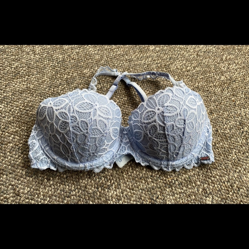 Victoria Secret PINK Light blue lace bra SZ 36C
